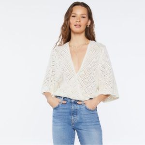 NWT Forever 21 Sweater knit surplus top Cream Sz XL